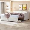 Ausziehbares Polsterschlafsofa 90x200 auf 180x200 cm, Samt, Lattenrost, platzsparendes Gästebett,Beige Bild 2