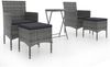 vidaXL 5-tlg. Garten-Bistro-Set, Poly Rattan und Hartglas Grau, Ø 60x75 cm Bild 2