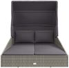 vidaXL Sonnenliege mit Faltdach Grau 200x114x128 cm Poly Rattan 362274 Bild 3