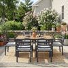 Merax Garten-Essgruppe, Gartenmöbel-Set, Geeignet für 6 Personen, bestehend aus 1 Tisch und 6 Stühlen, verzinktes Eisen, Tischplatte aus Kunststoffholz, grau Bild 3