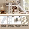 Hochbett Kinder 90x200 mit Rutsche Leiter Hausdesign Fenster Kiefer MDF Jugendbett Spielbett Weiß & Walnuss Bild 4