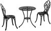 Outsunny Sitzgruppe 3-teilige Essgruppe 1 Tisch+2 Stühle mit Schirmloch Terrasse, (Balkonmöbel-Set, 3-tlg, Gartenmöbel-Set), Aluminium Schwarz Ø60 x 67H cm Bild 2