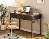 ODK Schreibtisch mit 2 Schubladen Kopfhörerhalter Braun 100x40x78.7cm Bild 4