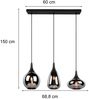 LED Pendelleuchte 3 flammig Glas Chrom verspiegelt & Rauchglas Optik, B: 69cm Bild 4