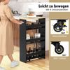 Nischenwagen 20cm breit 4 Etagen Küchenwagen schmal Nischenregal auf Rollen 47,5 x 20 x 80,5 cm Schwarz Bild 5