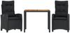 vidaXL 3-tlg. Garten-Essgruppe mit Kissen Schwarz Poly Rattan 3212662 Bild 2