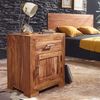 Nachttisch MUMBAI Massivholz Sheesham Design Nachtkommode 60 cm mit Schublade und Tür Nachtschrank für Boxspringbett Bild 2