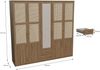 Forte GLENKEEN Kleiderschrank 230, Großer Kleiderschrank im Boho-Stil mit 5 Türen und 2 Schubladen, Spiegel, Valencia Eiche Holzdekor | Naturrattan, 223,4 cm breit x 212,7 cm hoch x 54,5 cm tief Bild 3