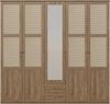 Forte GLENKEEN Kleiderschrank 230, Großer Kleiderschrank im Boho-Stil mit 5 Türen und 2 Schubladen, Spiegel, Valencia Eiche Holzdekor | Naturrattan, 223,4 cm breit x 212,7 cm hoch x 54,5 cm tief Bild 5