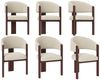Flieks Polsterstuhl Gestell aus Eisen in Holzoptik Walnussfarbe, Bezug aus Flanellstoff (Set, 6 St), 2er Set Esszimmerstühle Armlehnstühle Wohnzimmerstuhl Beige Bild 3