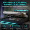 PXloue Polsterbett LED-Bett mit Stauraum und Ladeanschluss (Geeignet für Jugendliche und Erwachsene), Hydraulisches Stauraumbett, Bettkasten, Leinen, 140x200 cm Bild 4