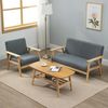 YOLEO 2-Sitzer Stoffsofa Couch mit Holz Armlehnen Loungesofa, 113x67x75cm Bild 4