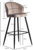 Wohnling Barhocker Samt Beige Hocker mit Lehne 56 x 102,5 x 52,5 cm | Küchenhocker Skandinavisch Stoff / Metall 1 Bild 3