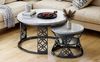 Couchtisch-Set 2-teilig, B 70 x T 70 x H 45 cm, Marmordekor in Weiß, Metallgestell Schwarz Bild 3