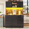 Flieks Küchenbuffet mit LED-Beleuchtung, Gläserhalter, 8 Schubladen und 3 Türen (1-St, B120/T40/H183,5 cm) Hochschrank Küchenschrank Geschirrschrank mit verstellbaren Ablagen Bild 4