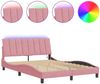 vidaXL Bettgestell mit LED ohne Matratze "Hanko" Rosa 140x200 cm Samt 3213786 Bild 2