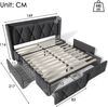 Polsterbett 160×200 cm aus Leinen-Stoff mit USB-Anschluss, vier Schubladen und Matratze, grau Bild 4