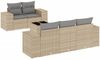 vidaXL 6-tlg. Garten-Sofagarnitur mit Kissen Beige Poly Rattan 3222298 Bild 2