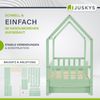 Juskys 'Marli' Kinderbett, mit Matratze, Bettkasten, Rausfallschutz, Lattenrost & Dach - Massivholz Hausbett für Kinder - Bett in Mint, 80x160 cm Bild 4