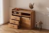 HOMAVO Sideboard HG1 kommode mit Schiebetüren & 4 Schubladen – 140 cm (FSC®, viel Stauraum, pflegeleicht), für Wohnzimmer Schlafzimmer Büro Flur Bild 3