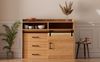 HOMAVO Sideboard HG1 kommode mit Schiebetüren & 4 Schubladen – 140 cm (FSC®, viel Stauraum, pflegeleicht), für Wohnzimmer Schlafzimmer Büro Flur Bild 2