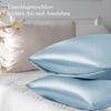 Satin Kissenbezug Set 50x70 Hellblau Haarschutz Hautpflege Hautschonend Bild 3
