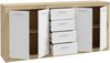 Forte BACCIO Kommode 200, modernes Sideboard mit 4 Schubladen und Türen, Holzwerkstoff, Artisan Eiche Holzdekor | Weiß, 197,1 cm breit x 91,9 cm hoch x 41 cm tief Bild 5