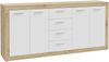 Forte BACCIO Kommode 200, modernes Sideboard mit 4 Schubladen und Türen, Holzwerkstoff, Artisan Eiche Holzdekor | Weiß, 197,1 cm breit x 91,9 cm hoch x 41 cm tief Bild 3