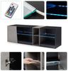 Mondeer Lowboard LED TV-Schrank, Breite 140cm mit 5 offenen Fächern und 1 Tür, Schwarz und Grau Bild 4
