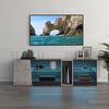 Mondeer Lowboard LED TV-Schrank, Breite 140cm mit 5 offenen Fächern und 1 Tür, Schwarz und Grau Bild 2
