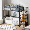Flieks Hochbett Kinderbett 90x200 cm mit Leiter, Aufbewahrungsregal und Kleiderschrank Bild 1