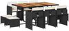 vidaXL 11-tlg. Garten-Essgruppe mit Kissen Schwarz Poly Rattan 3211155 Bild 2
