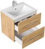 Badmöbel Set Firenze 60 3tlg. LED Spiegel und Seitenschrank eiche gold : Eiche Gold Bild 3