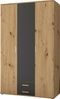 MARBURG Kleiderschrank in Artisan Eiche Optik, Graphit - Vielseitiger Drehtürenschrank 3-türig für Ihr Schlafzimmer - 120 x 196 x 54 cm (B/H/T) Bild 2