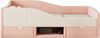 Kinderbett 90×190 cm mit Colorblock-Samt, Schutzgitter, Schubladen & Schuhfach, gepolstertes Jugendbett mit Stauraum,Rosa & Cremeweiß Bild 5