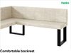 MEBLINI Eckbank für Esszimmer mit ausziehbarem Tisch - Küchenbank - Essecke - Sitzecke Küche - PETER - U-Beine 128x168x87cm Links - Creme Samt/M Weiß Hochgl. Bild 5
