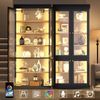 Merax Glasvitrine, (2-teiliges Set) Hochschrank, Standhochschrank mit integrierter LED-Stimmungsbeleuchtung, mit Kippschutz, Schwarz Bild 3