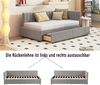 Klassisches Schlafsofa Mid-Century Design Grau Samt 90x200 cm mit 2 Schubladen Stauraum Austauschbare Rückenlehne Lattenrost Inklusive 120kg Tragkraft Elegantes Gästebett Wohnzimmer Sofa Bild 4
