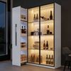BlingBin Stauraumvitrine Multifunktionsschrank Glasvitrine (1-St, Bücherregal mit LED-Vitrine & seitlichem Auszugsschrank auf Rollen) Soft-Close-Scharniere, Warmgelbe Beleuchtung, 110,5×35×160 cm Bild 5