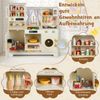 Kinder Spielküche Spielzeugküche mit Herdplatten Wasserhahn Spüle Kaffeemaschine Beige Bild 3