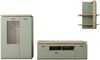 Wohnwand >MONIZ< (3-teilig) mit LED, Salbei grün/Eiche Evoke Dekor - 324x198x44 (BxHxT) Bild 4