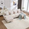 U-förmiges Sofa 265×135×88 cm mit LED-Beleuchtung & USB-Anschluss, ergonomischer Rückenlehne, Velvet-Bezug,Beige Bild 4