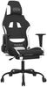 Gaming-Stuhl mit Fußstütze Schwarz und Weiß Stoff, Drehbar [3143730] Bild 2