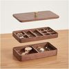 BlingBin Aufbewahrungsbox 2 Ebenen Schmuckaufbewahrung mit Deckel, Holz Schmuckkästchen (1er Set, 1 St, 19 x 10 x 7,5 cm), Doppellagig Massivholz Box für Halsketten, Uhren, Ringe, Ohrringe Bild 2