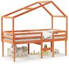 vidaXL Hochbett mit Dach Wachsbraun 90x190 cm Massivholz Kiefer 3282060 Bild 2