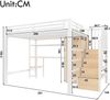Metall-Hochbett 140x200 mit Schreibtisch, Regal, Kleiderschrank und Stauraumtreppe, Weiß Bild 5