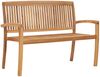 vidaXL Stapelbare Gartenbank mit Auflage 128,5 cm Massivholz Teak 3063287 Bild 2
