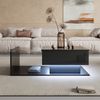 Merax Couchtisch hochglanz Sofatisch höhenverstellbar Beistelltisch mit LED-Beleuchtung (1-St, 100 L x 50 B x 33/47,5 H cm), Wohnzimmertisch mit Glasplatte & verstecktem Stauraum Bild 2
