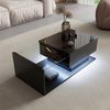 Merax Couchtisch hochglanz Sofatisch höhenverstellbar Beistelltisch mit LED-Beleuchtung (1-St, 100 L x 50 B x 33/47,5 H cm), Wohnzimmertisch mit Glasplatte & verstecktem Stauraum Bild 3