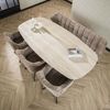 Esstisch Joradis Keramik Travertin-Optik, modern oval, Beige, 215 cm, Spider-Gestell Bild 3